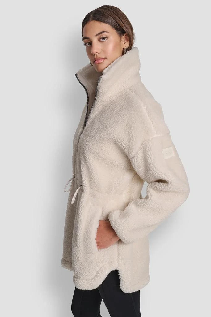 DKNY SHERPA MOCK NECK CURVED HEM JACKET WITH TICKING 3