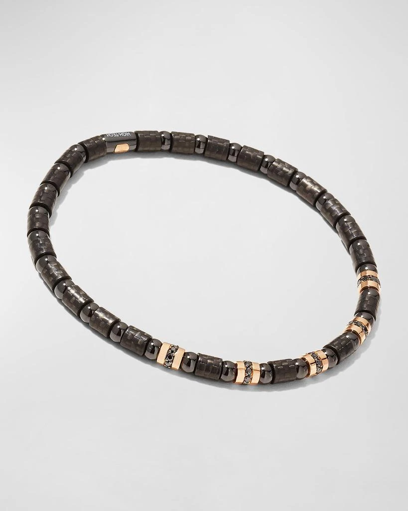 Roberto Demeglio Men's Black Carbon Bracelet with 5 Rose Gold Sections 4