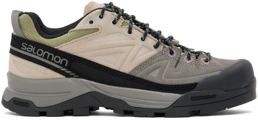 Salomon Gray & Khaki X-Alp Leather Sneakers 1