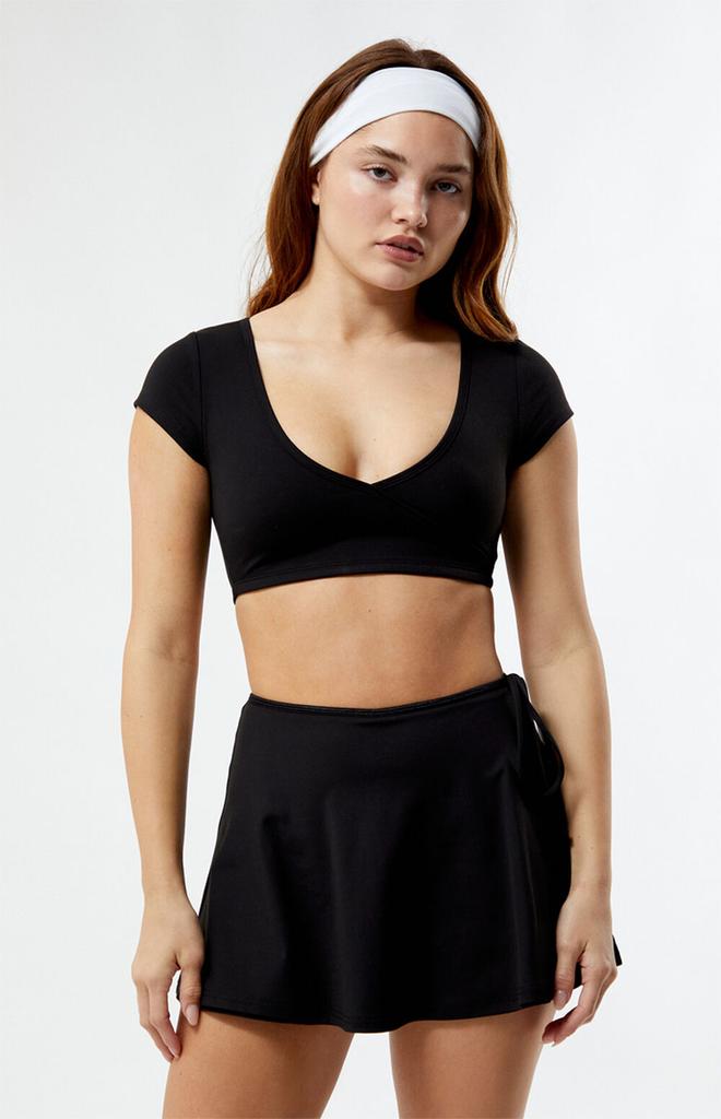PAC 1980 PAC WHISPER Active Black Anya Surplice Bra Top