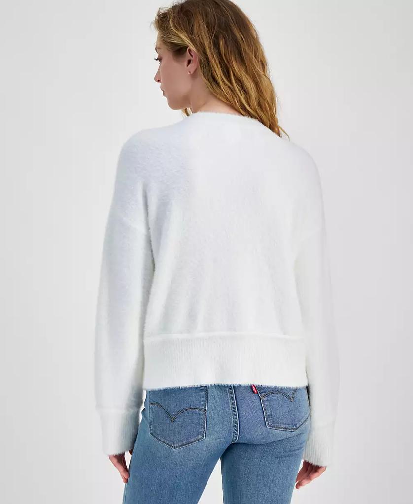 Hippie Rose Juniors' Cozy Drop-Shoulder Eyelash Crewneck Sweater