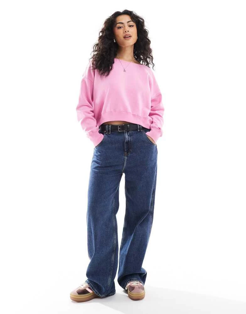 HOLLISTER Hollister off shoulder boyfriend sweat top in pink 3
