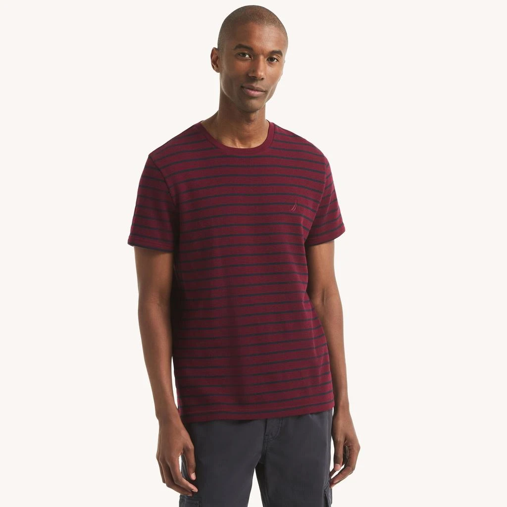 Nautica Mens Waffle Knit Striped Crewneck T-Shirt 5
