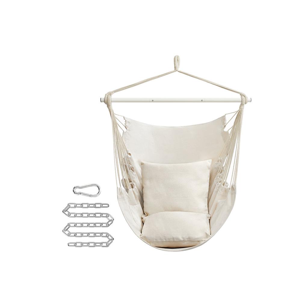 Hivvago Hammock Chair with 2 Cushions Cream White