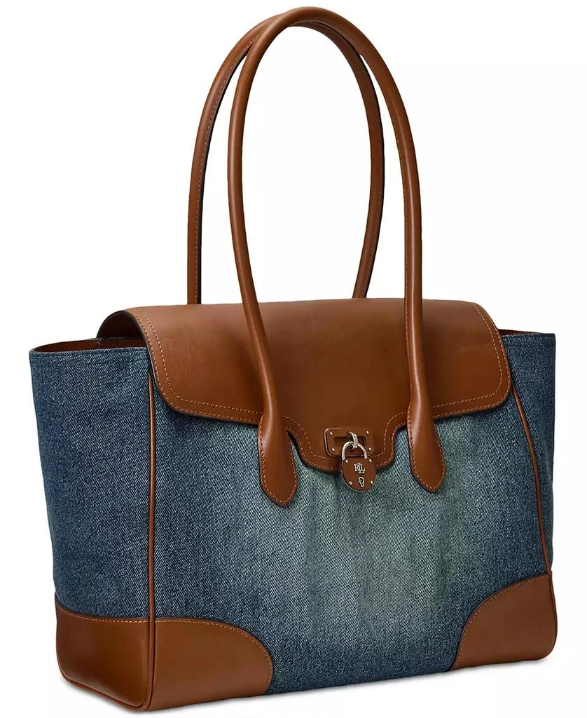 Ralph Lauren Washed Denim Extra-Large Tanner Satchel 3