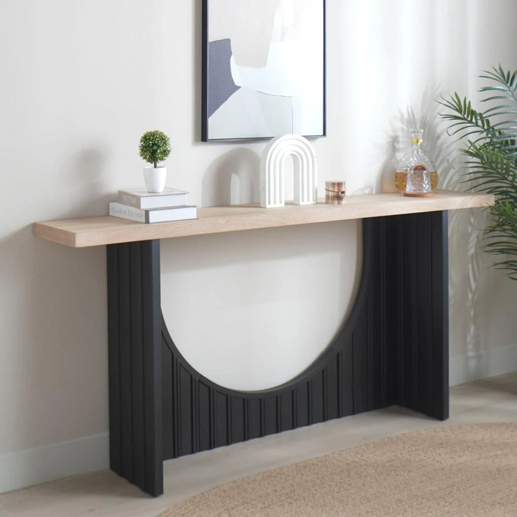 Streamdale Furniture Streamdale Modern Console Table - Black Arch 
Wood Top 5