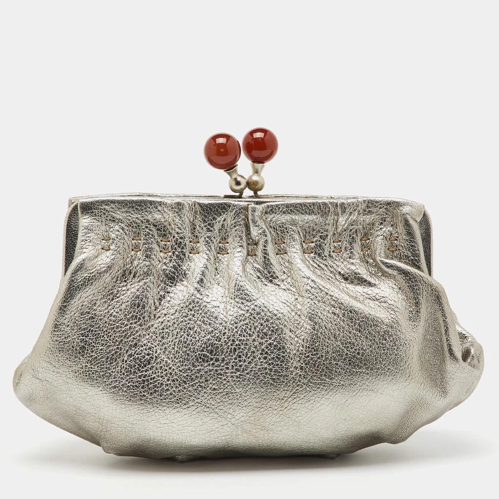 Marni Marni Silver Leather Twisted Lock Clutch 4