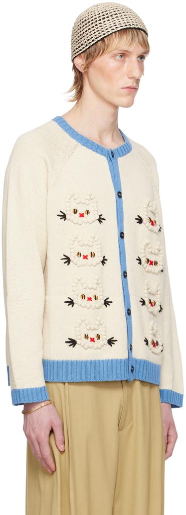 Bode Off-White Calico Cardigan