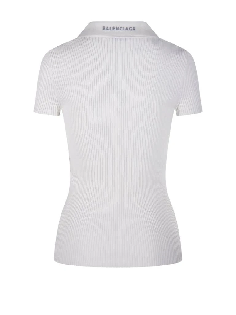 Balenciaga Balenciaga V-Neck Ribbed Polo Top 2