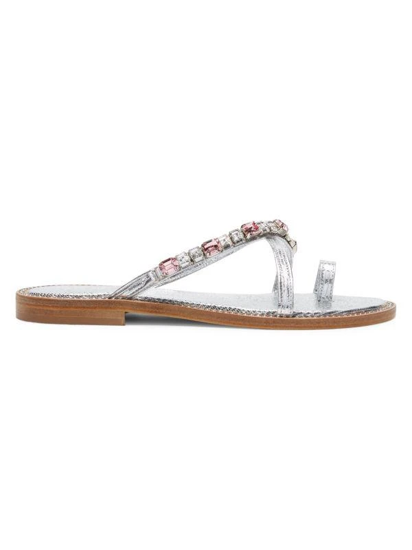 ALEXIS ISABEL Alma Crystal Toe Ring Flat Sandals 1
