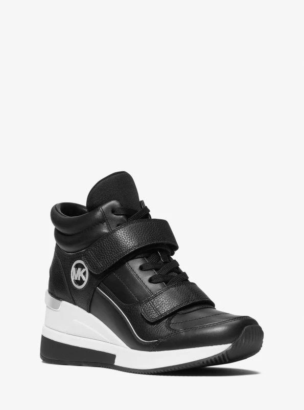 Michael Kors Gentry Leather and Canvas High-Top Wedge Trainer 1