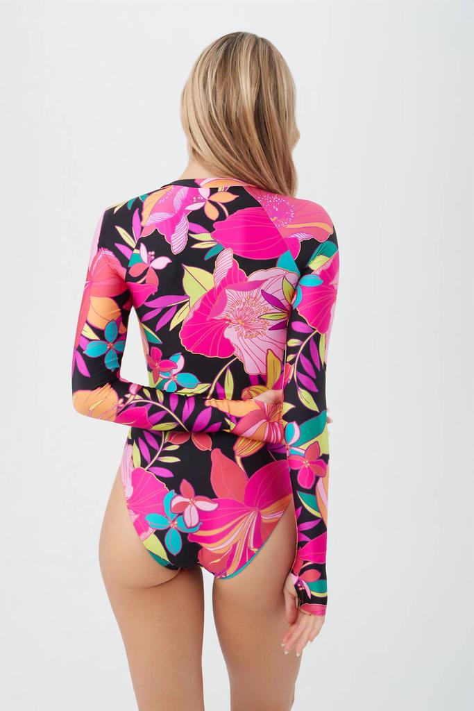 Trina Turk Trina Turk - Solar Floral Long Sleeve Zip Up One Piece Paddle Suit