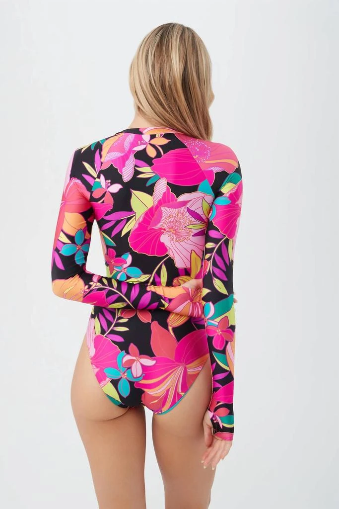 Trina Turk Trina Turk - Solar Floral Long Sleeve Zip Up One Piece Paddle Suit 2
