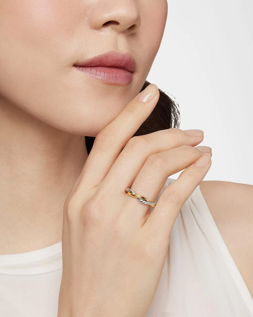 David Yurman Petite Infinity Band Ring in Silver with 14K Gold, 4mm 6