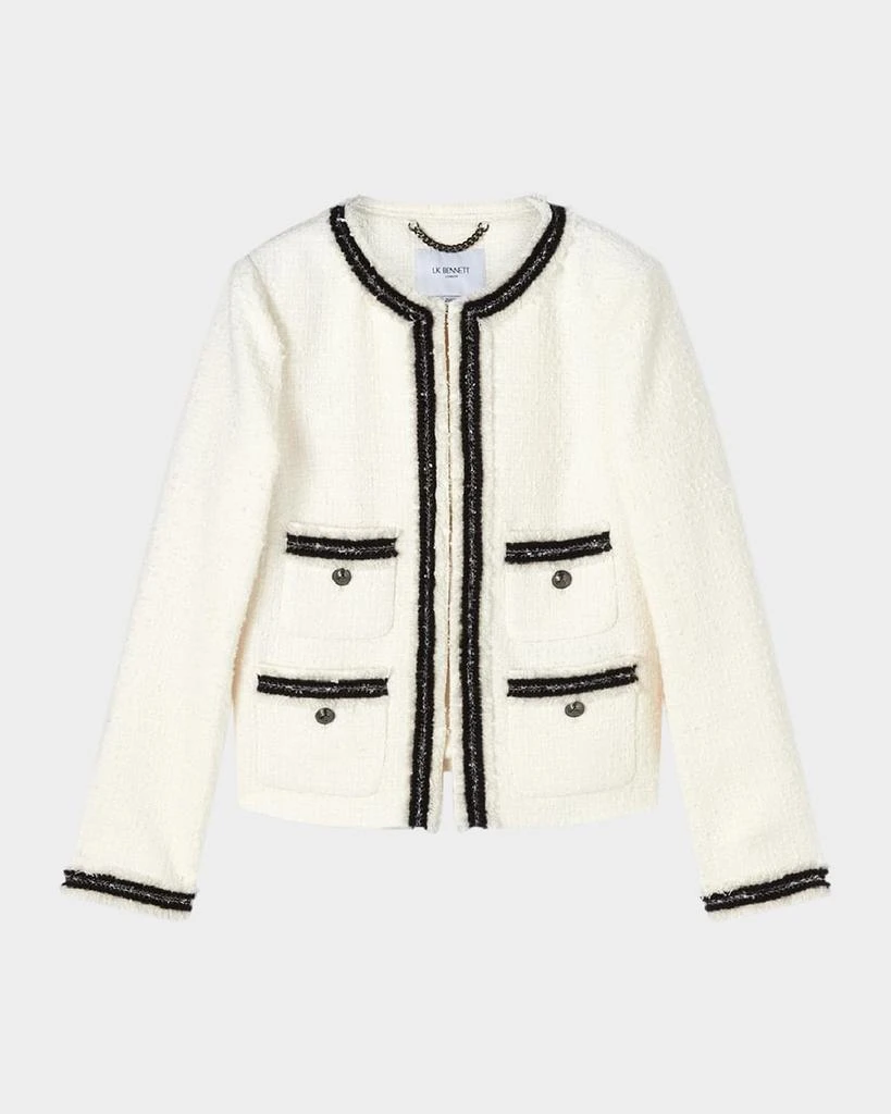 LK Bennett Charlee Fringe-Trim Recycled Tweed Jacket 1