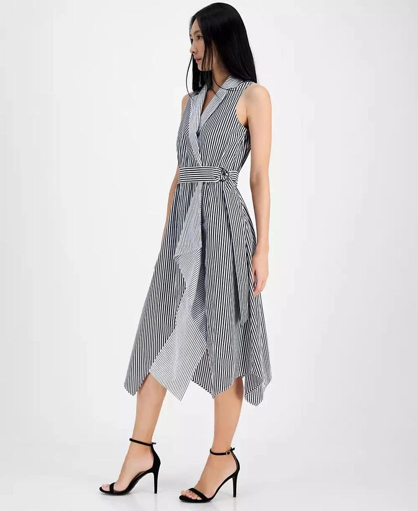 Anne Klein Women's Cotton Handkerchief-Hem Midi Dress 3