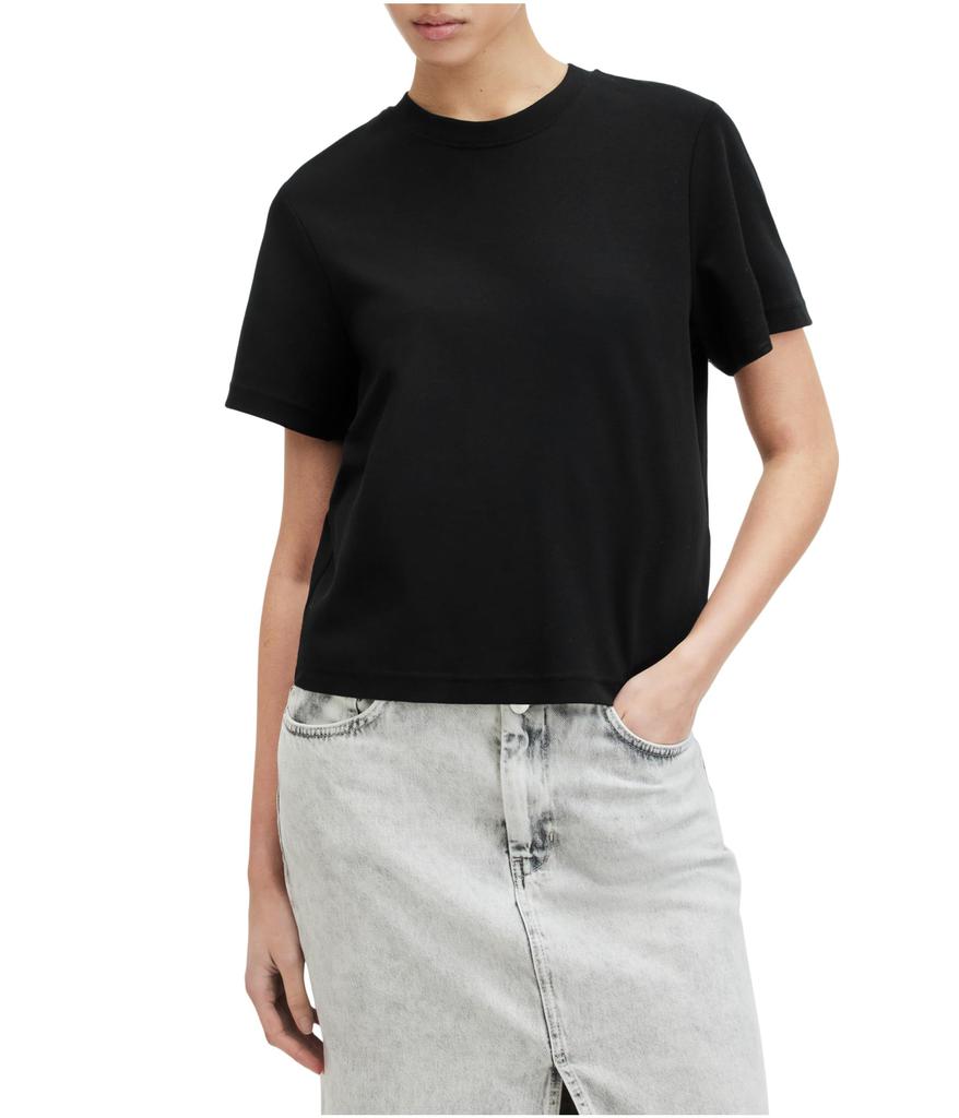 ★ALLSAINTS★ renai tee W046PB5 Renai Short Sleeve Leather T-Shirt Black | ALLSAINTS US