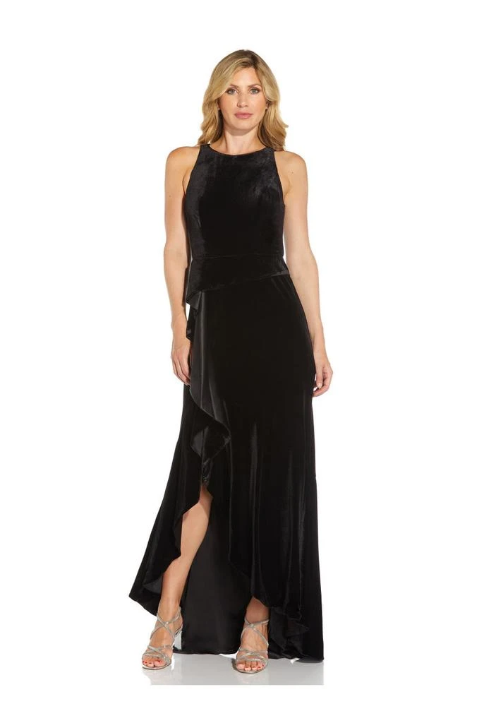 Adrianna Papell Velvet cascade gown 2
