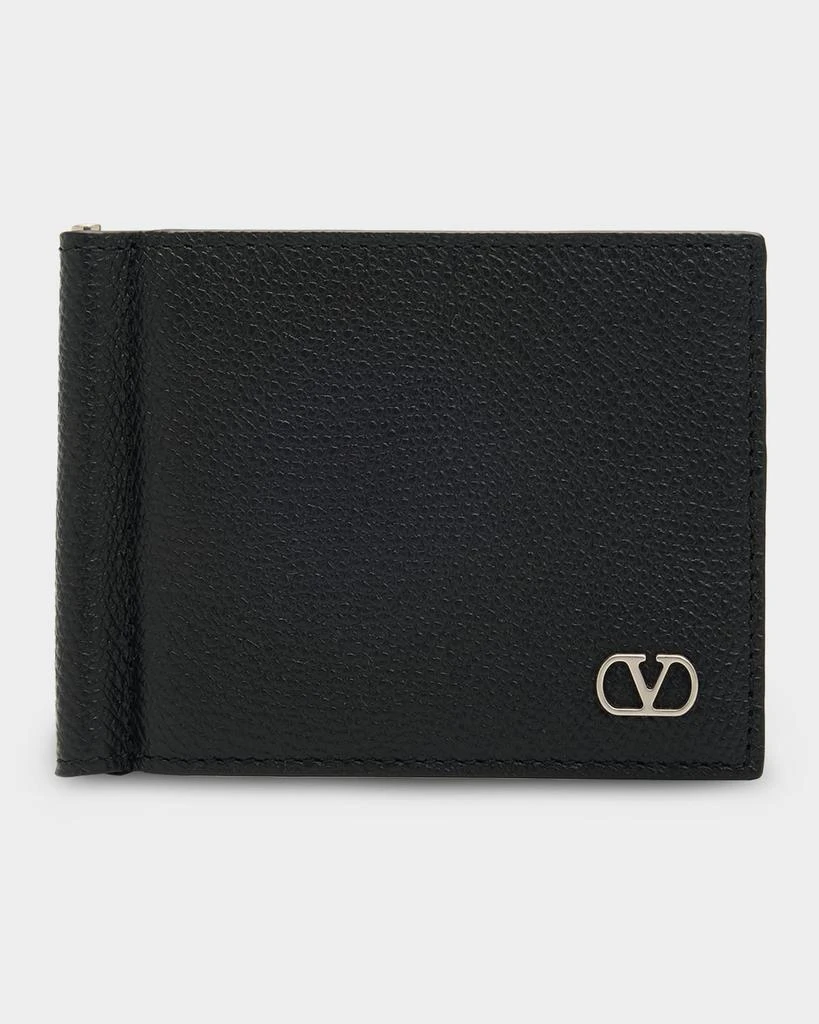 Valentino Men
s Vlogo Signature Grainy Calfskin Money Clip Wallet