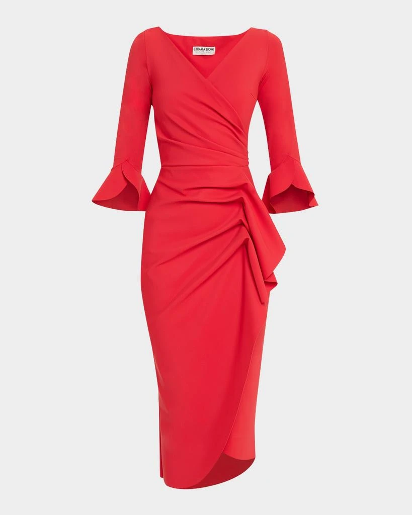 Chiara Boni Triwan Ruched Side-Drape Jersey Midi Dress 1