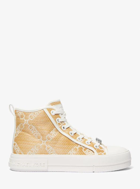 Michael Kors Evy Empire Logo Jacquard Straw High-Top Sneaker 2