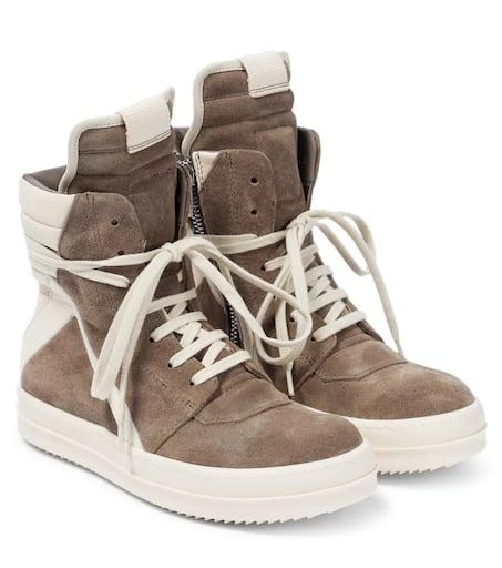 Rick Owens Kids Geobasket suede and leather high-top sneakers 1