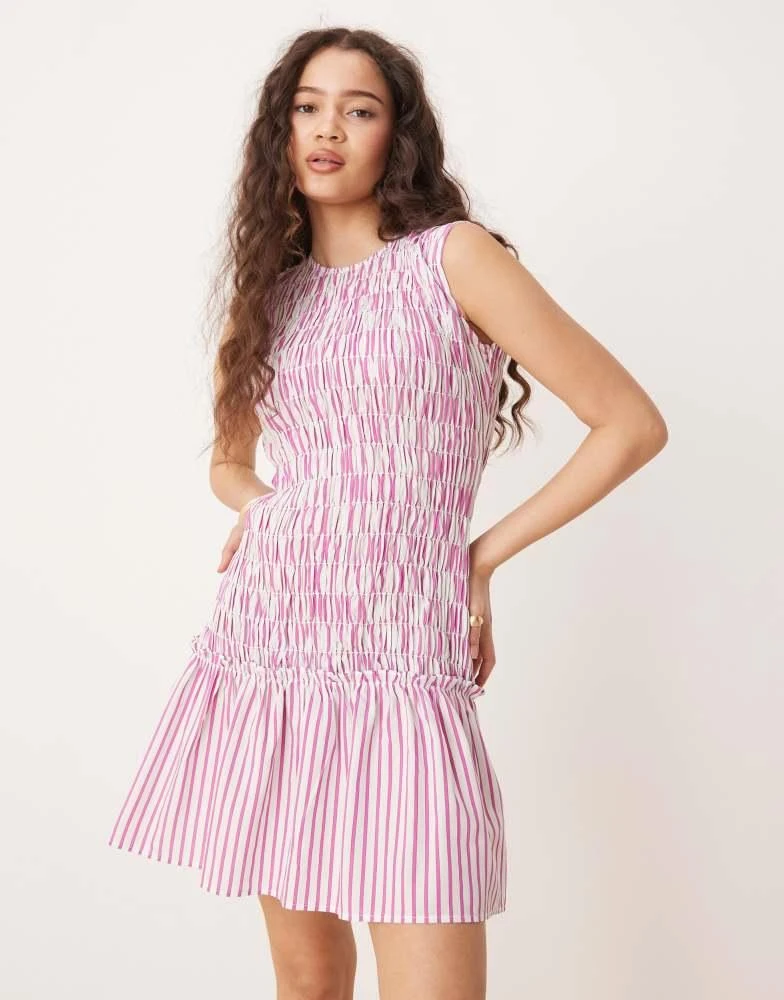 Shop Glamorous shirred drop waist mini dress in pink stripe on Sale at  BeyondStyle  Get 71% Off Glamorous shirred drop waist mini dress in pink  stripe with Limited-Time Flash Deals, Exclusive