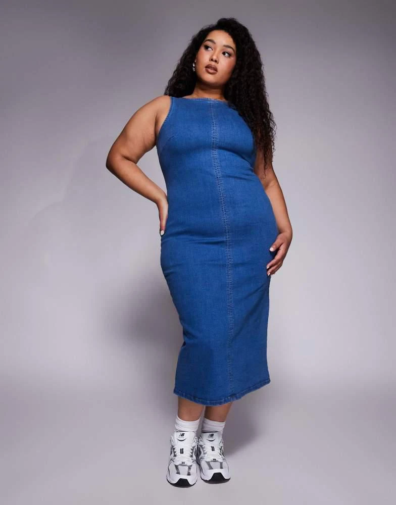 white christmas dresses Plus Size Button Down Denim Dress – 2020AVE main image 1