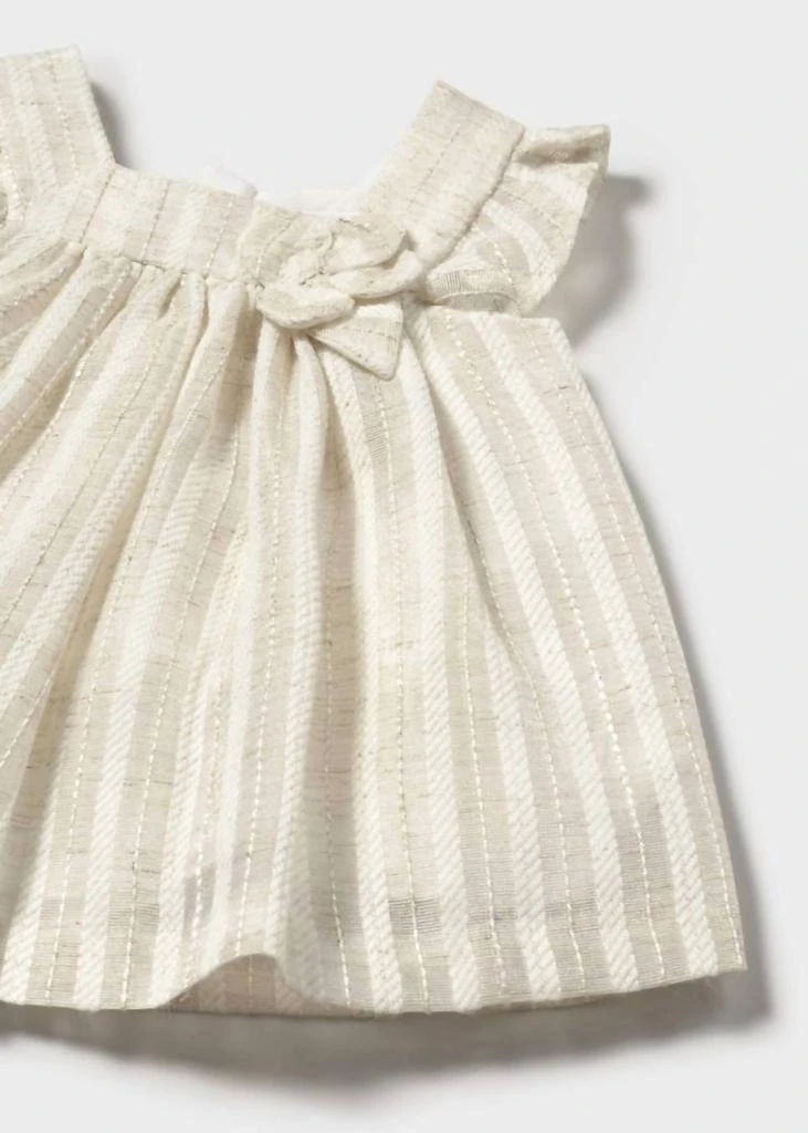 Mayoral Mayoral - Newborn Girl Striped Linen Dress With Nappy Cover Set 3