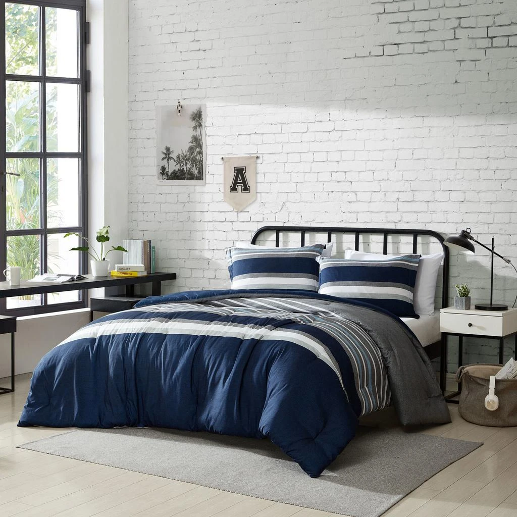 Nautica Heathered Block Grey Full/Queen Comforter Set 1