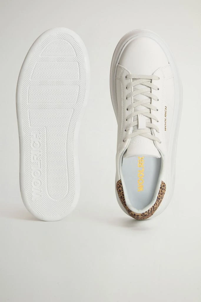 Woolrich Chunky Court Sneakers in Leather - Women - White 4