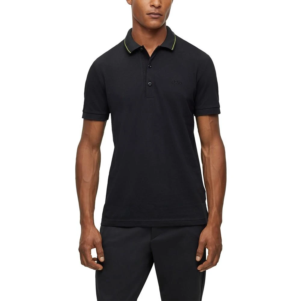 Hugo Boss Men's Dovember Classic Fit Checkered Logo Print Polo Shirt White Size Large