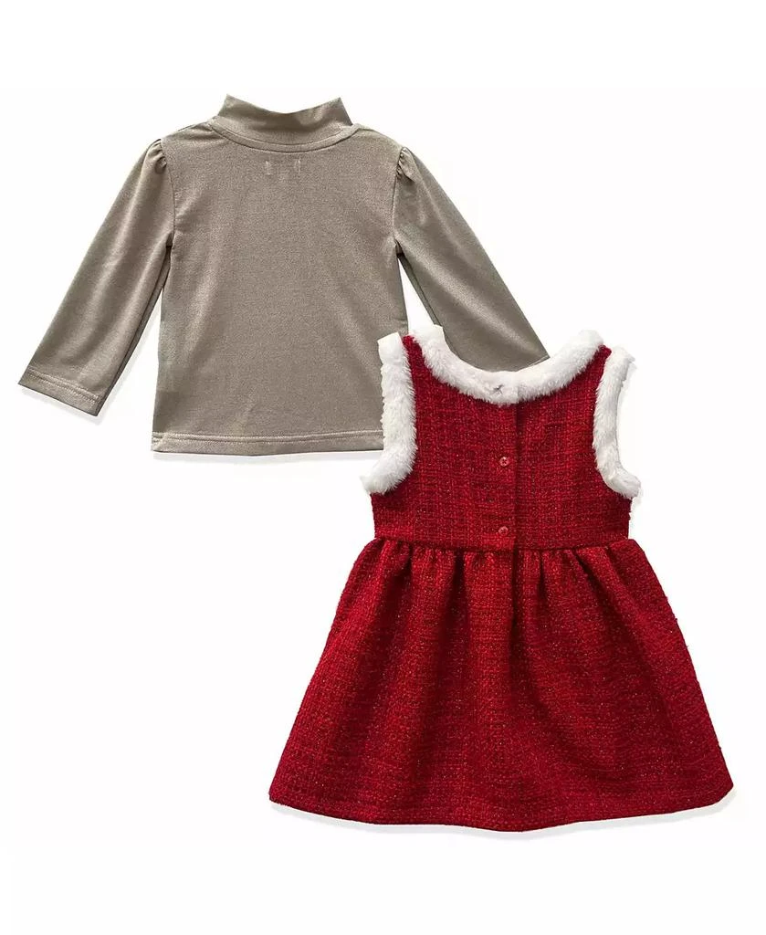 Blueberi Boulevard Toddler and Little Girls Long Sleeve Lurex Mock Neck Top and Tweed Jumper, 2-Piece Set 3