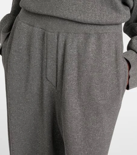 Brunello Cucinelli Cotton-blend lamé wide-leg pants 4