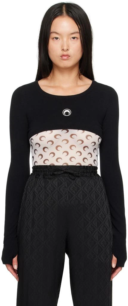 MARINE SERRE Black Mono Logo Cropped Sweater 1
