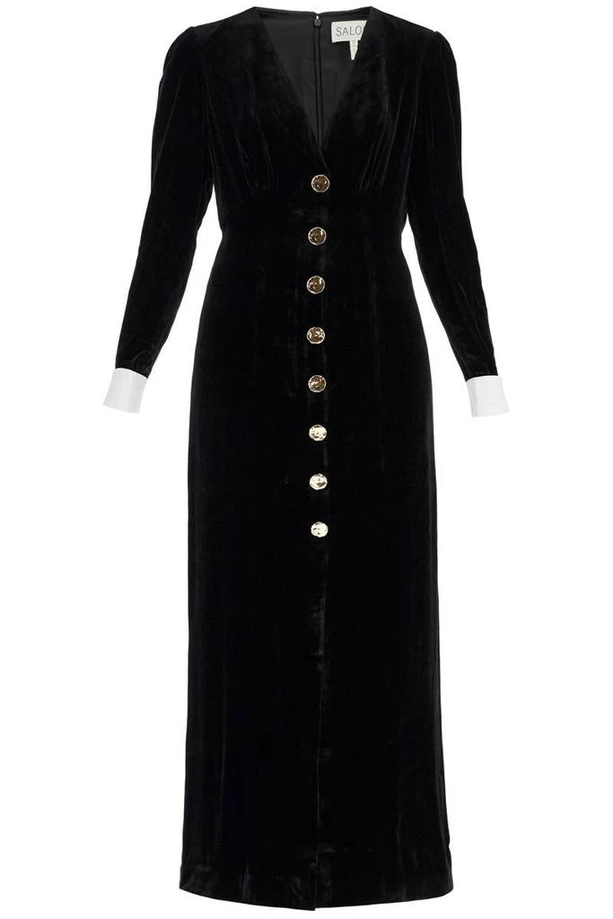 Saloni velvet dress with buttons 1