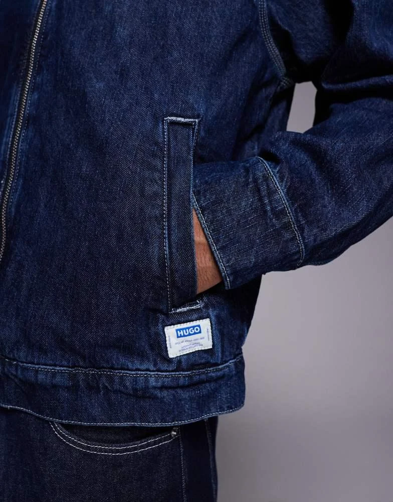 Hugo Blue HUGO BLUE Elzo regular fit zip through denim jacket in dark blue 5