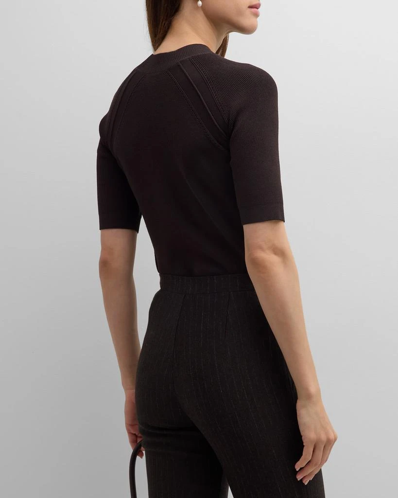 St. John Short-Sleeve Slim Stretch Knit Sweater 6