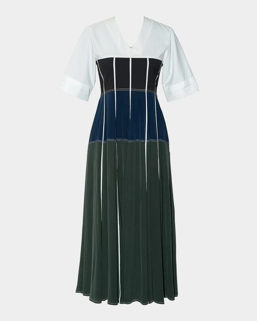 colorblock a line dress Solid Jersey Knit A-Line Midi Dress – MOA Orange / S-M-L(2-2-2)6PCS main image 0