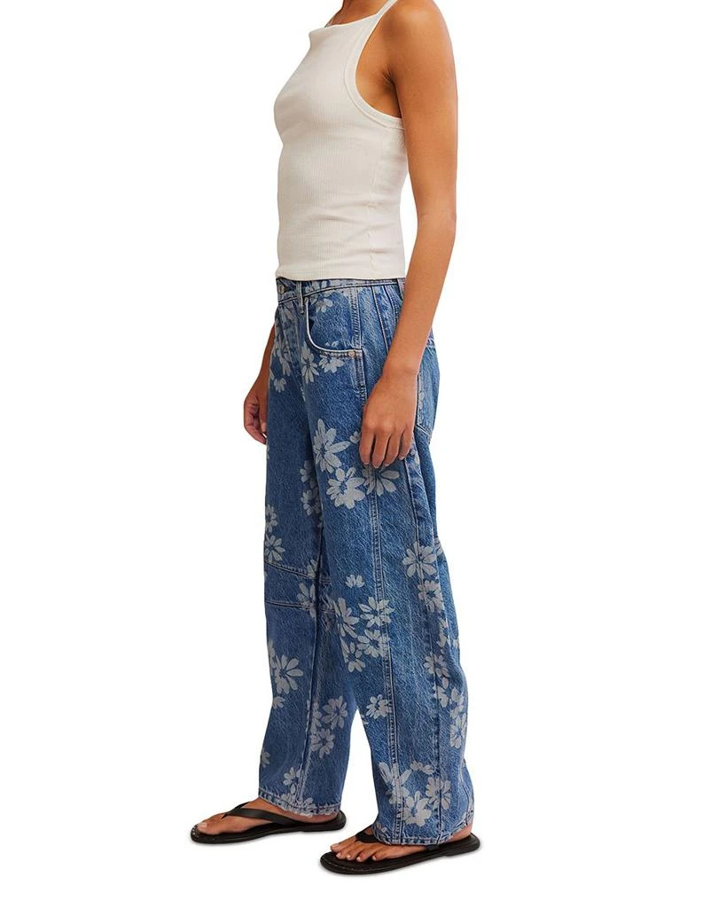Free People Good Luck Printed Barrel Leg Jeans Laser Daisy 4