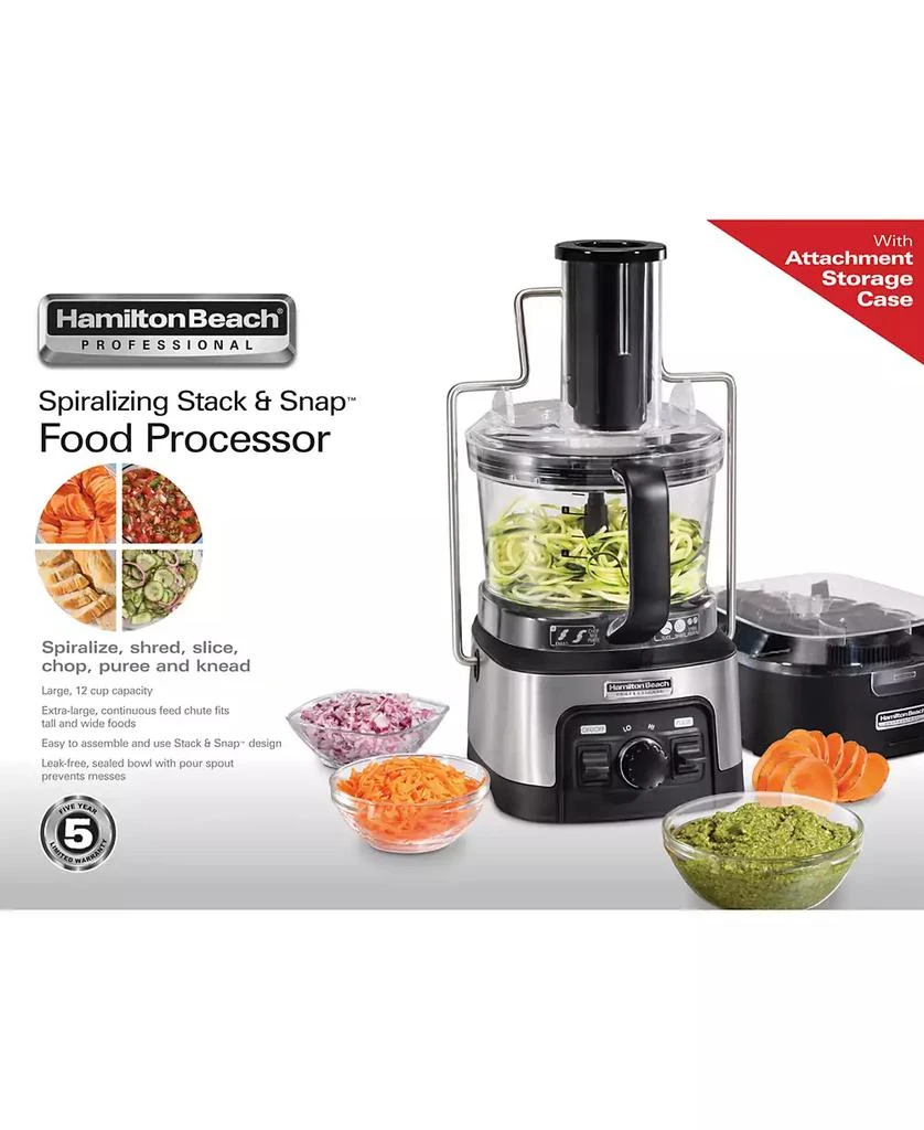 Hamilton Beach Professional Spiralizing Stack & Snap Food Processor 3