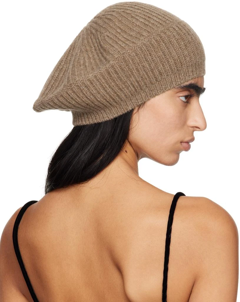 Ganni Taupe Wool Rib Knit Beret 3