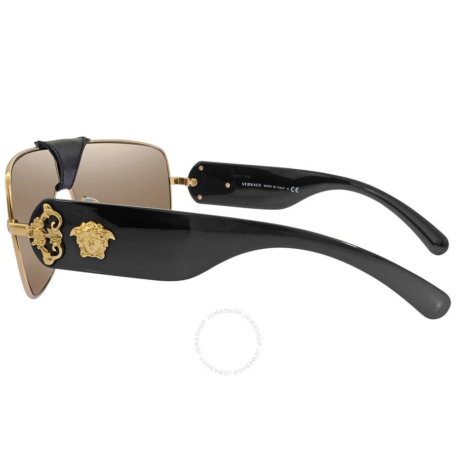 Versace Light Brown Mirror Gold Shield Unisex Sunglasses VE2207Q 1002/5 138 3