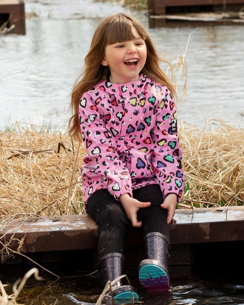 Deux par Deux Rain Jacket in Polyurethane Pink Heart Print 2