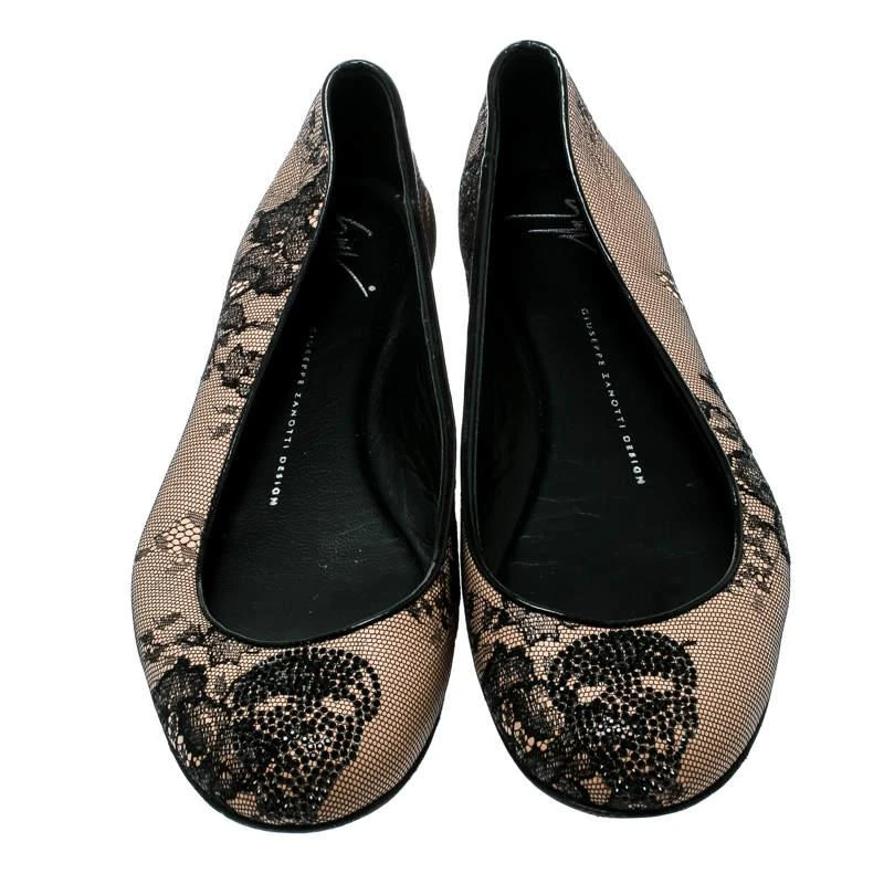 Giuseppe Zanotti Giuseppe Zanotti Black Mesh and Crystal Embellished Ballet Flats Size 38 3