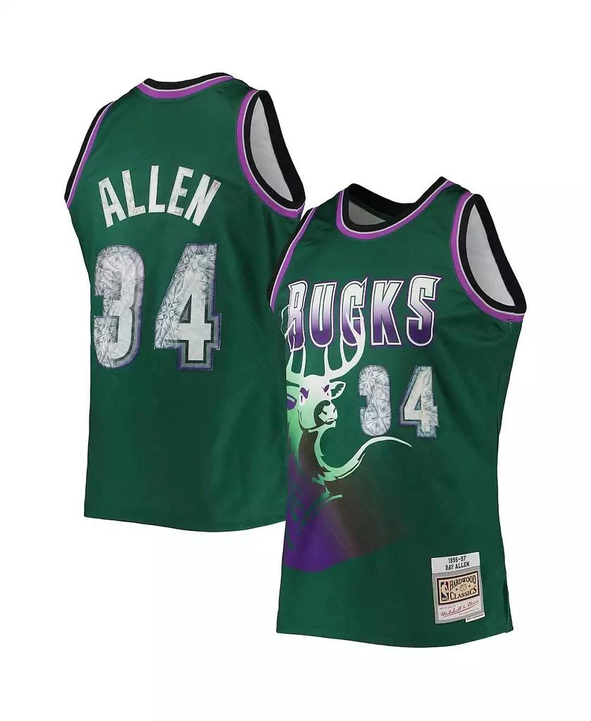 Mitchell 
Ness Men
s Ray Allen Green Milwaukee Bucks 1996-97 Hardwood Classics 75th Anniversary Diamond Swingman Jersey