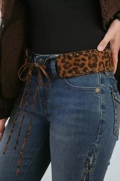 Urban Outfitters Studded Cheetah Animal Print Tie Belt 1