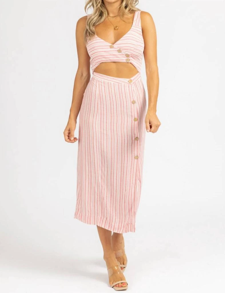 Skylar + Madison Skylar + Madison - STRIPE OPEN BUTTON MIDI DRESS 1