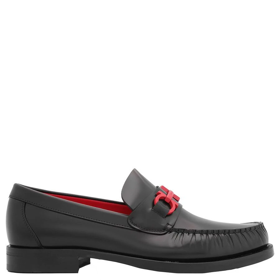 Shop Ferragamo Black Leather Gancini Loafers, Size 7 on Sale  display picture 3
