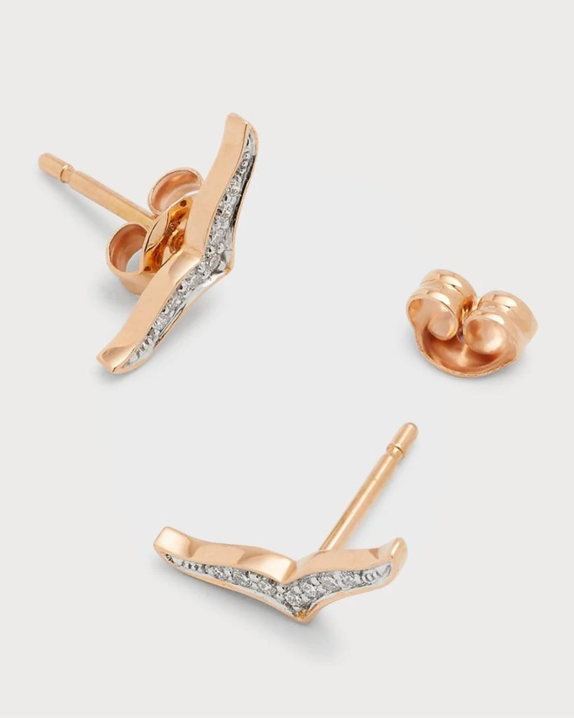 Ginette NY 18K Rose Gold Diamond Wise Stud Earrings 4
